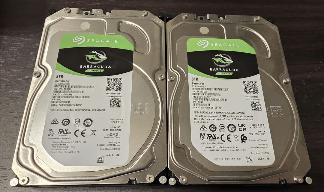 Seagate barracuda 8TB HDD ST8000DM004 2台
