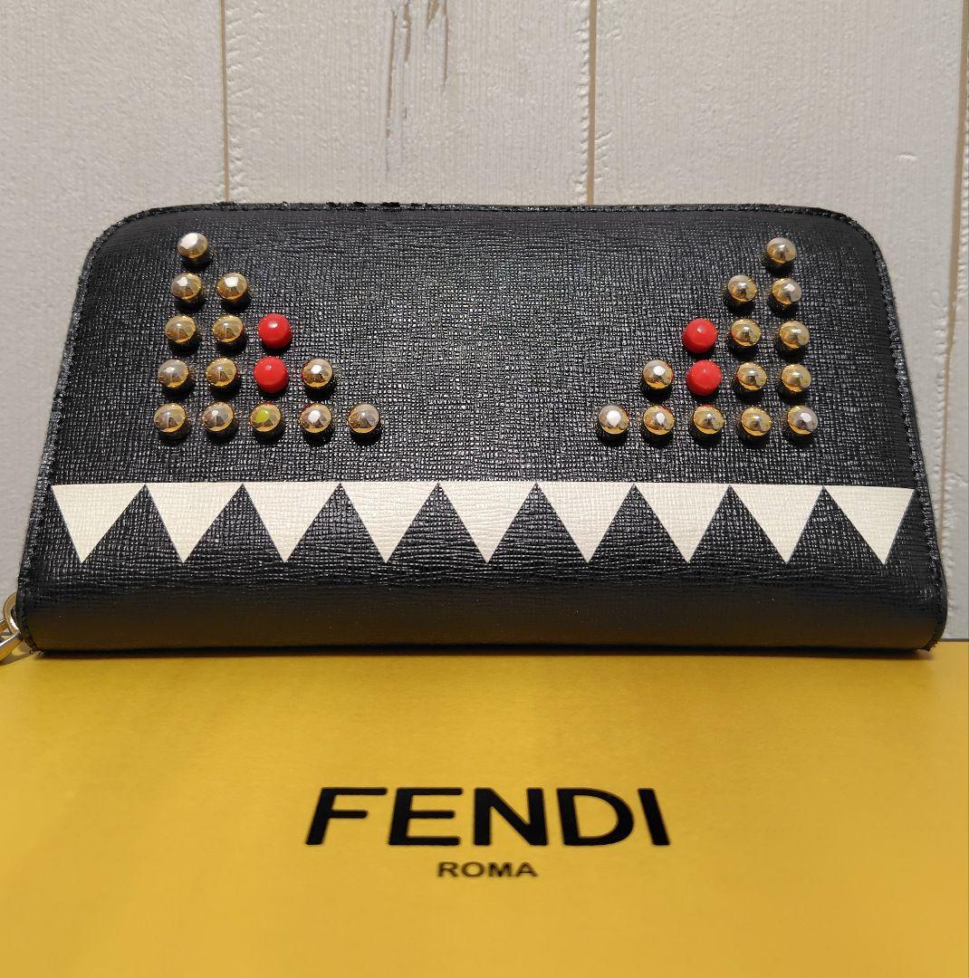 【訳あり】希少 FENDI ラウンドファスナー 長財布 モンスター バグズ