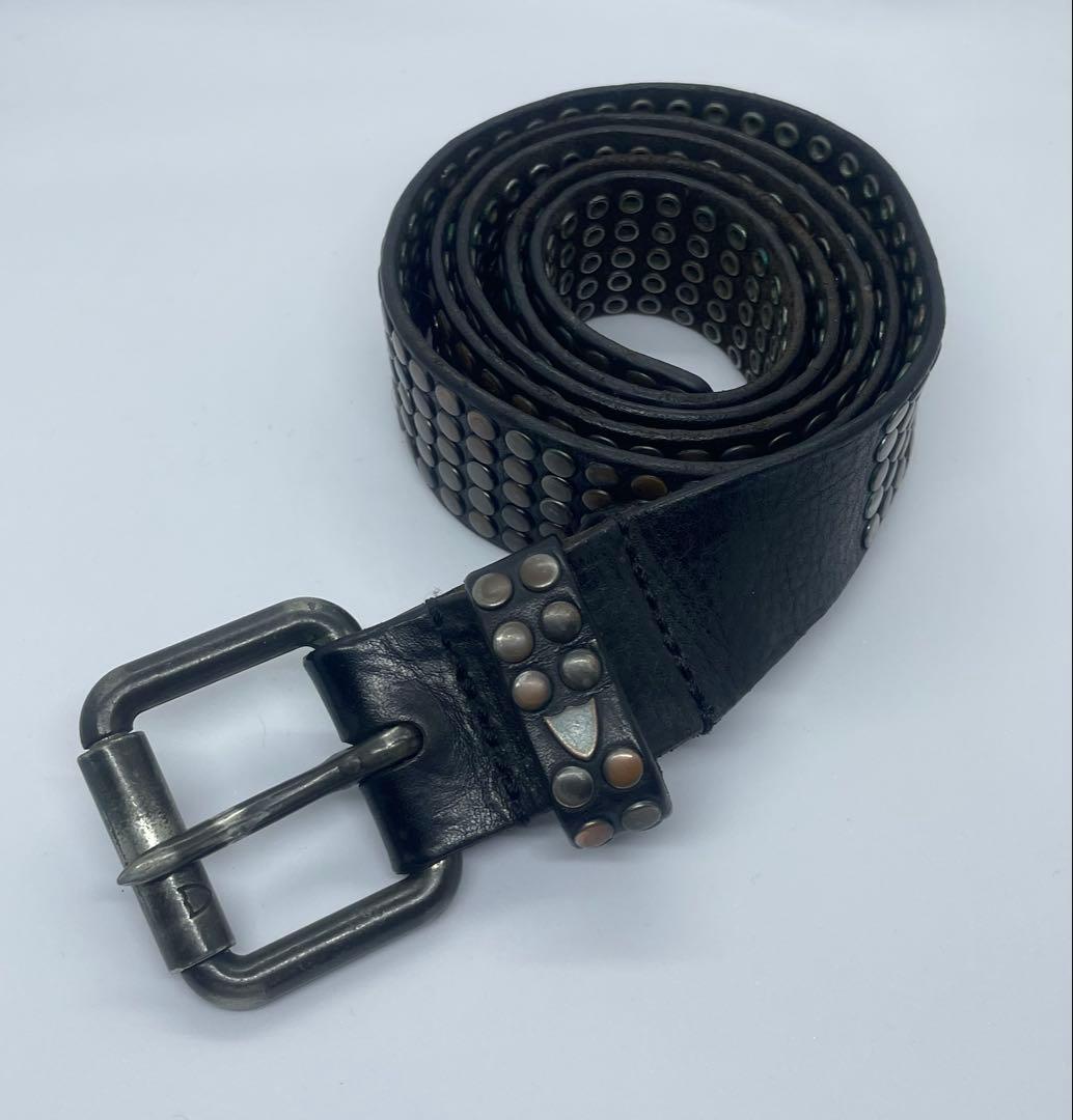 HTC 5000スタッズ 黒レザーベルト HTC ITALYエイチティーシー5000スタッズベルト black- 夜型大型