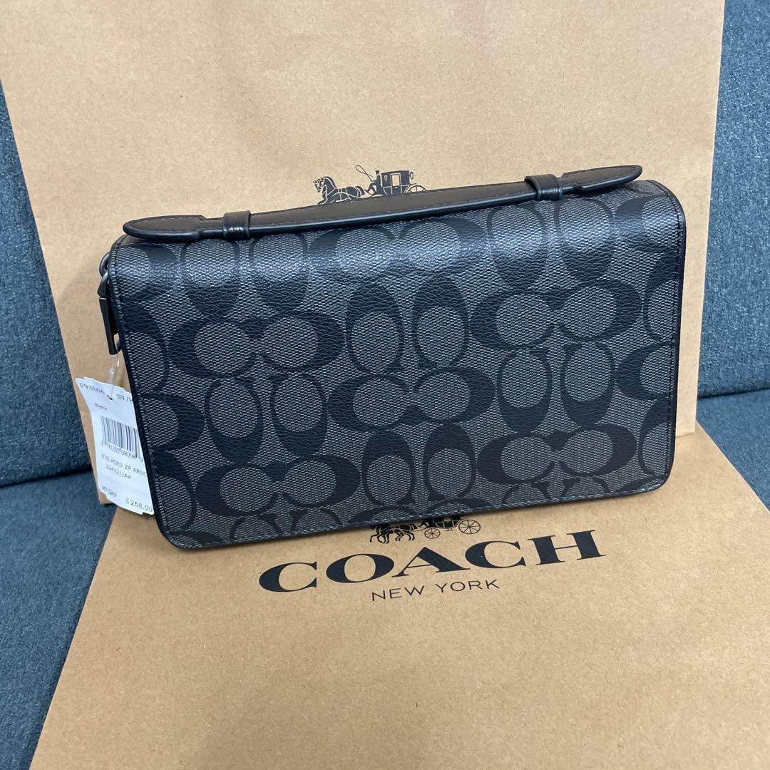 COACH ブラック ロゴパターン 長財布