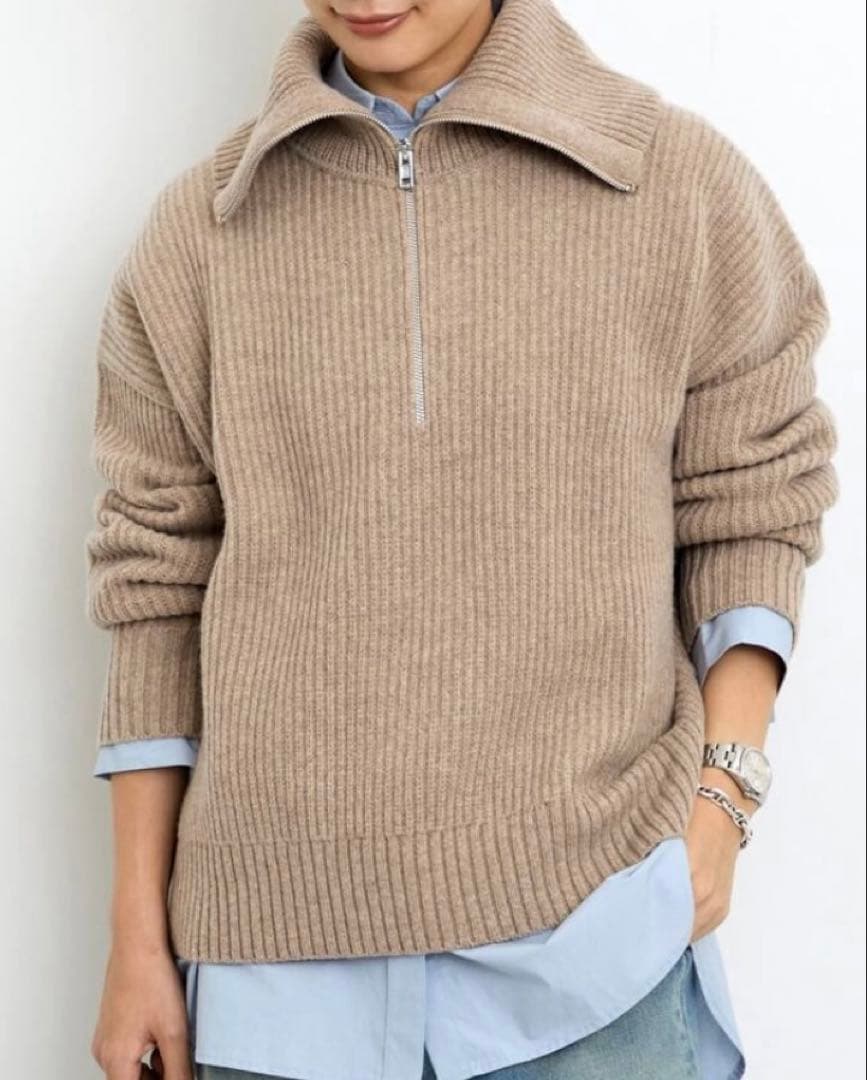 〓RIE様〓【Filipa K】HARF ZIP RIBBED WOOL KNI