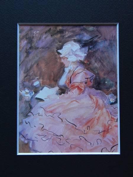 サージェント、本を読む少女、希少画集画、新品高級額、額装付