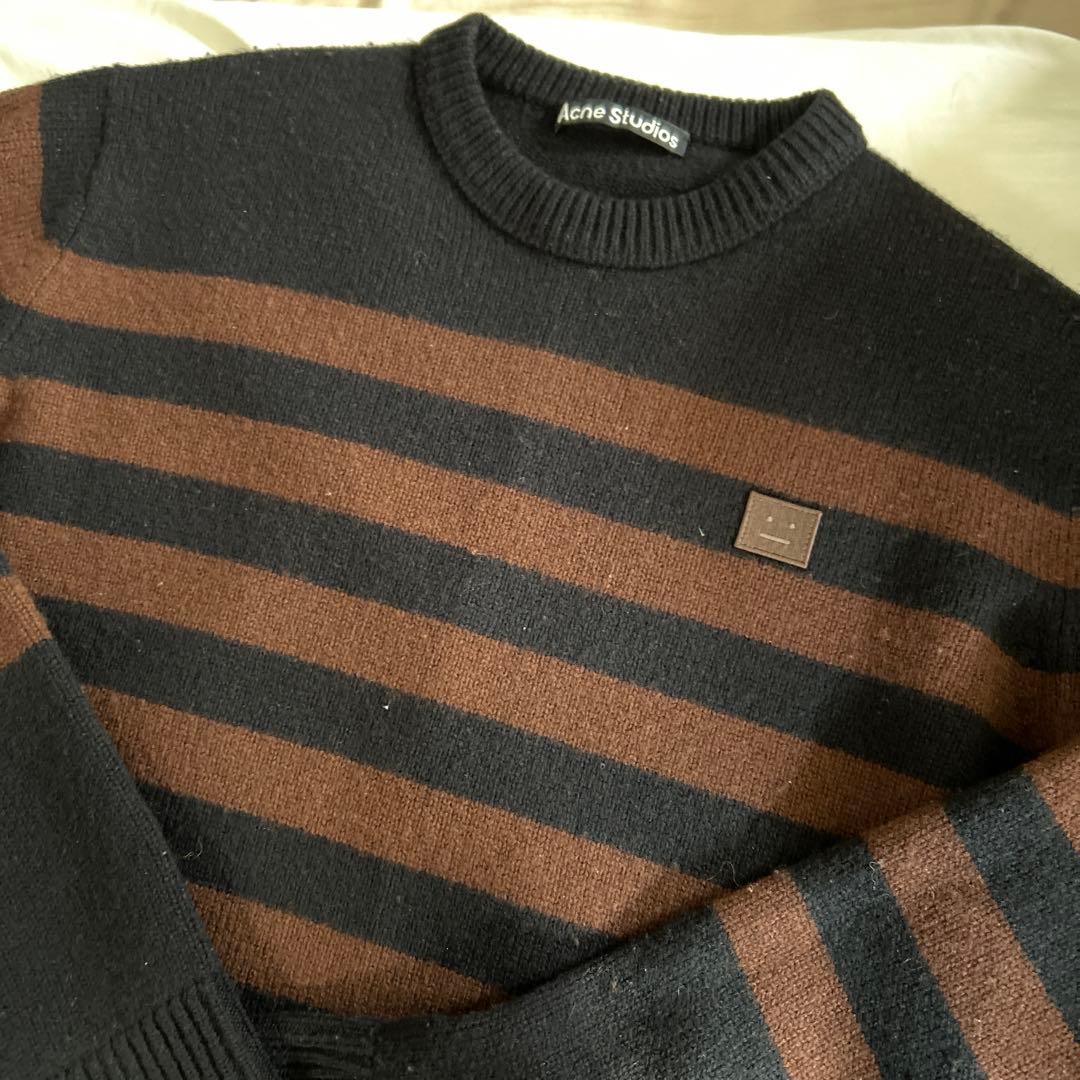 トップス Acne Studios Striped Face Patch Sweater