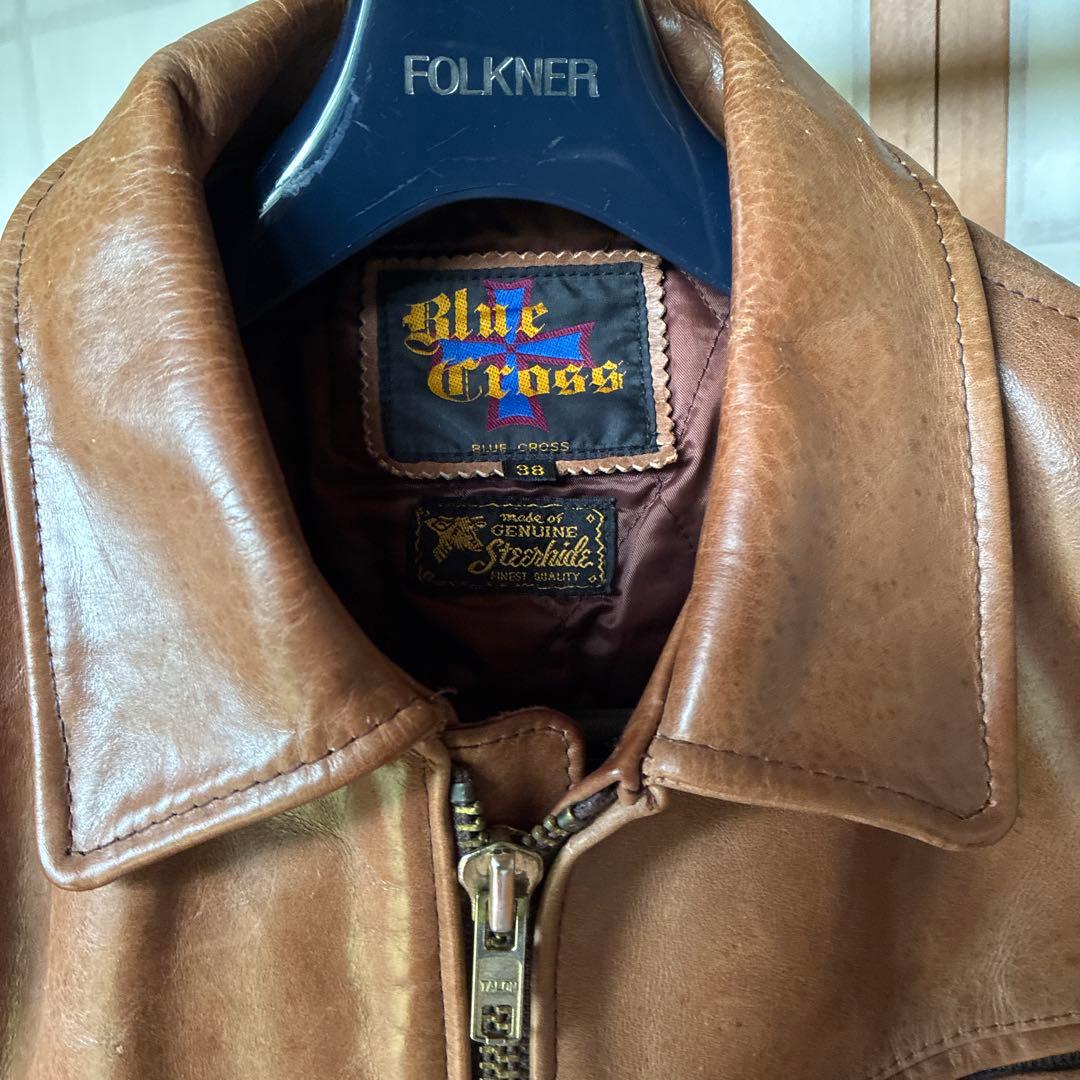 BLUE CROSS ヴィンテージ 革ジャン 38 ブラウン - メルカリ