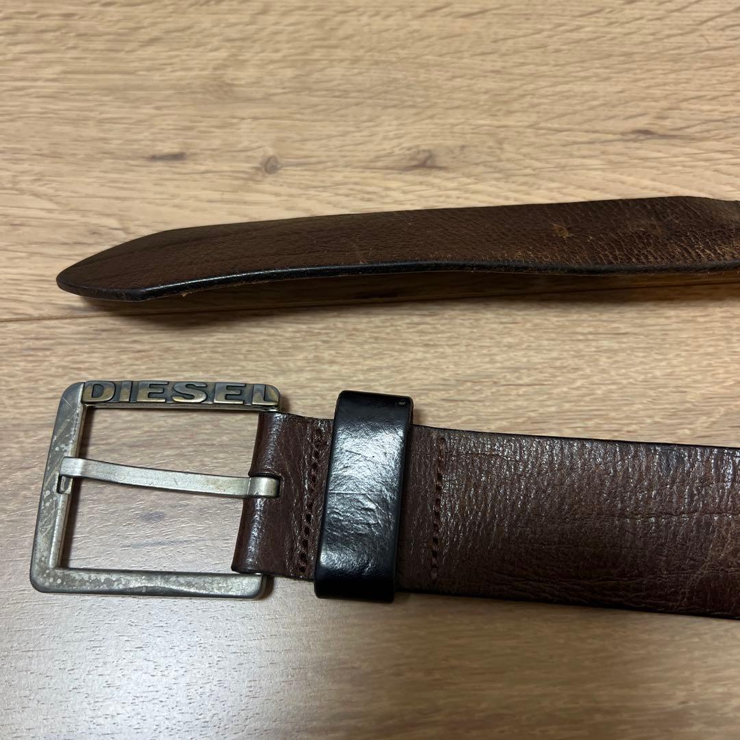 DIESEL ブラウンレザーベルト - メルカリ