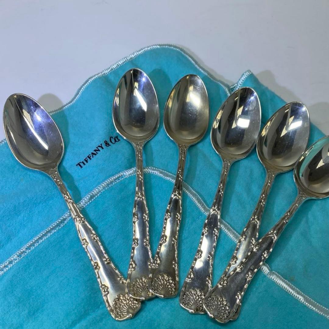 専用　ティファニーsterling刻印　彫金スプーン6点　187g 共袋　トサヒ