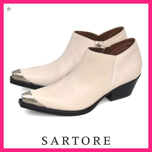 ほぼ新品❤️サルトル メタルトゥ ショートブーツ 38(約25cm) サルトル SARTORE メタルトゥキャップサイドゴアブーツ （ブラック