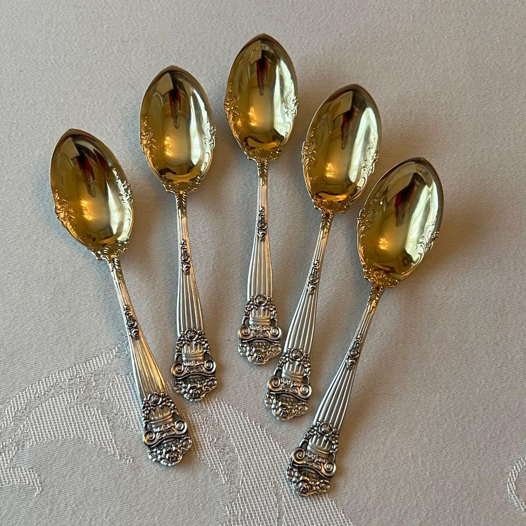 ローズガーランド】薔薇紋 米国 スターリングシルバー スプーン5本