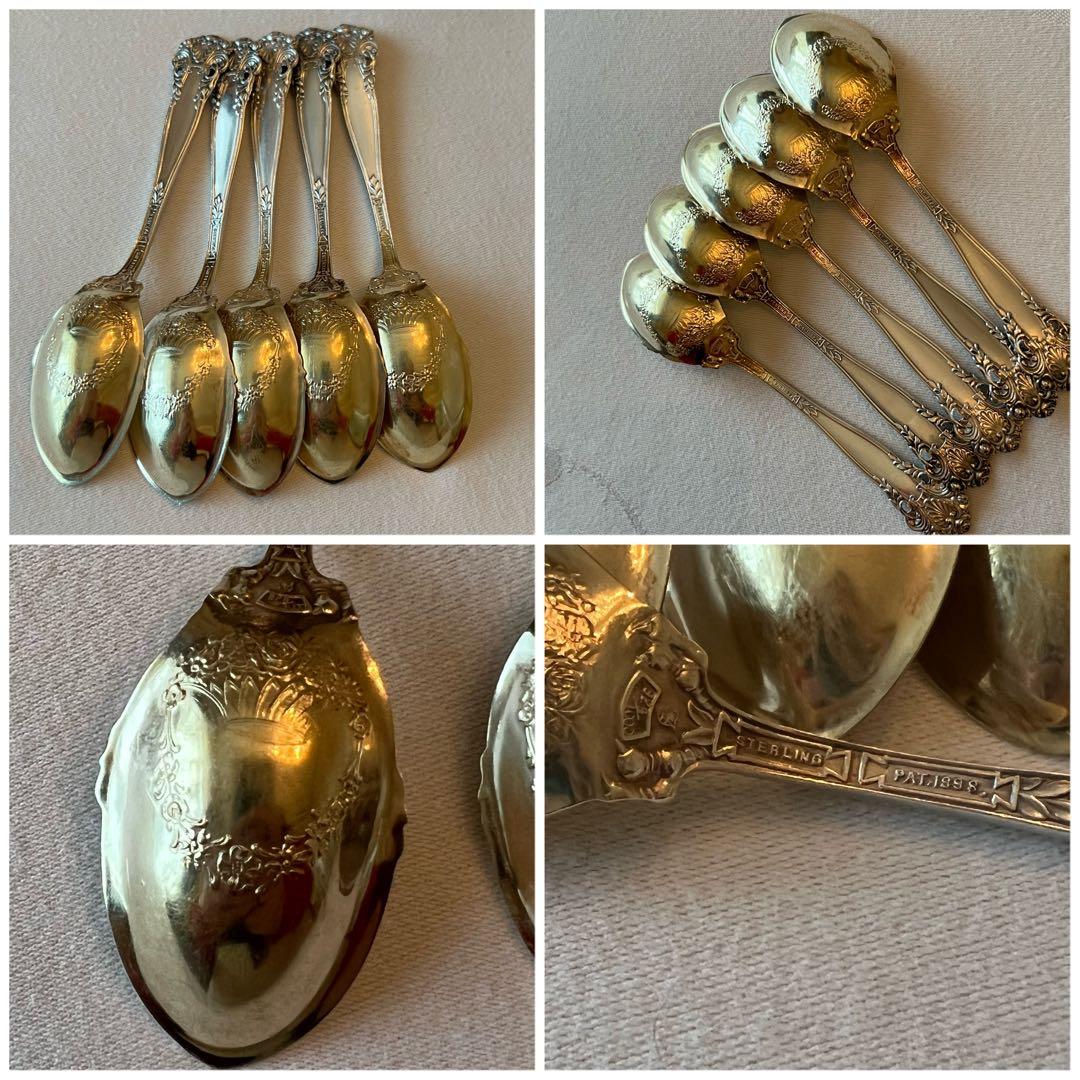 ローズガーランド】薔薇紋 米国 スターリングシルバー スプーン5本