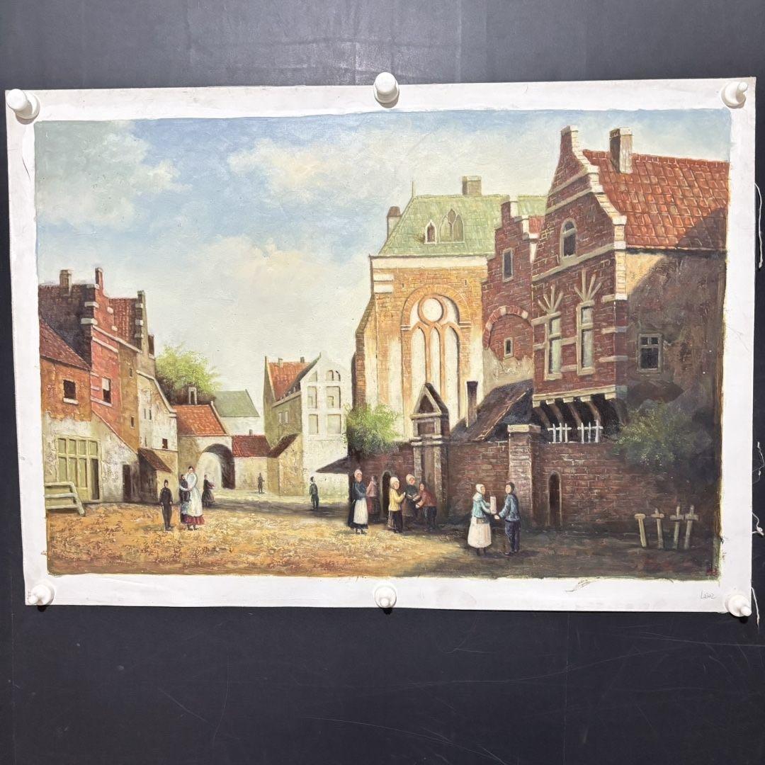 手描き 水彩油画 風景画 人物画 インテリア 絵画 約70×100cm