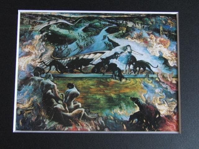 遠藤彰子、【黄昏の笛は鳴る】、希少な額装用画集画、新品高級額 額装付