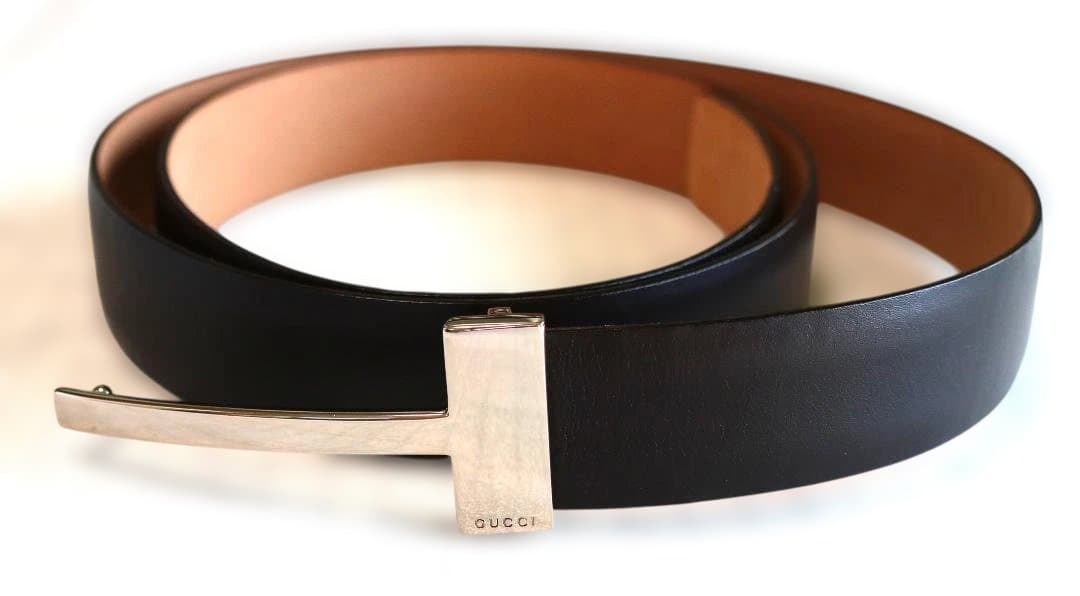 GUCCI ブラックレザーベルト T字型バックル グッチ GUCCI 368186 BGH0V ベルト メンズ ファッション小物 レザー