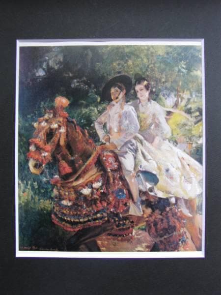 ホワキン・ソローリャ・バスティーダ、バレンシアの乗馬、新品額装付