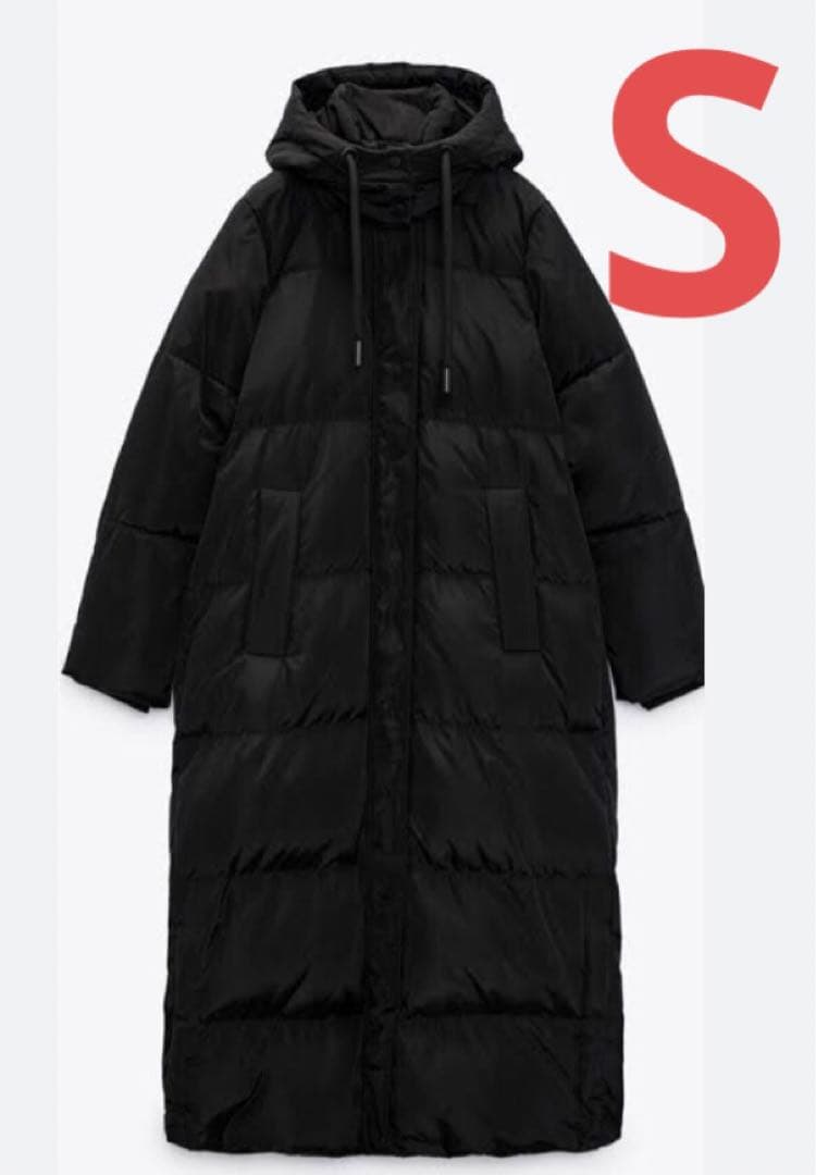 美品 ZARA ロングダウンコート ベンチコート S ブラック ② - メルカリ