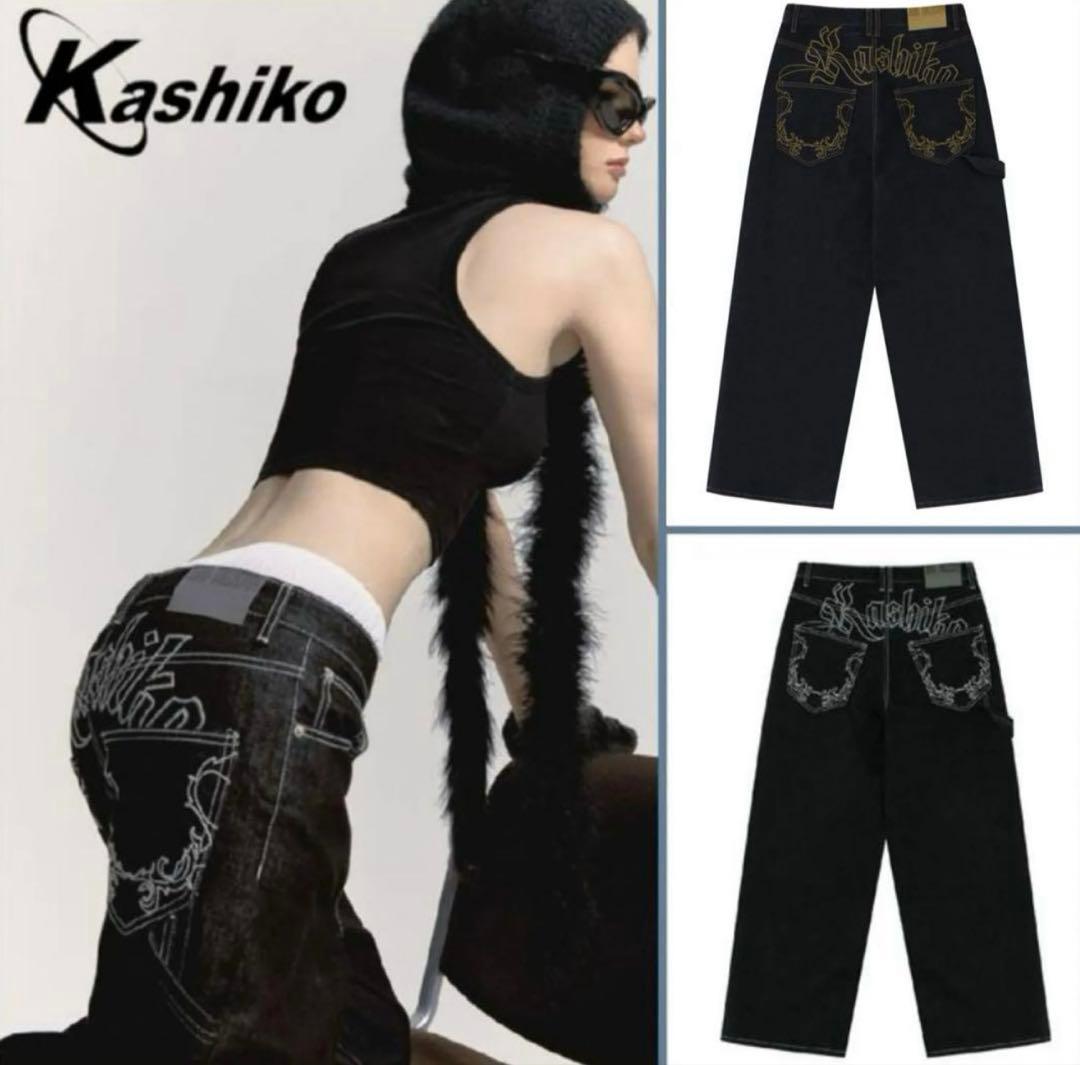 Kashiko ブラックデニムパンツ S