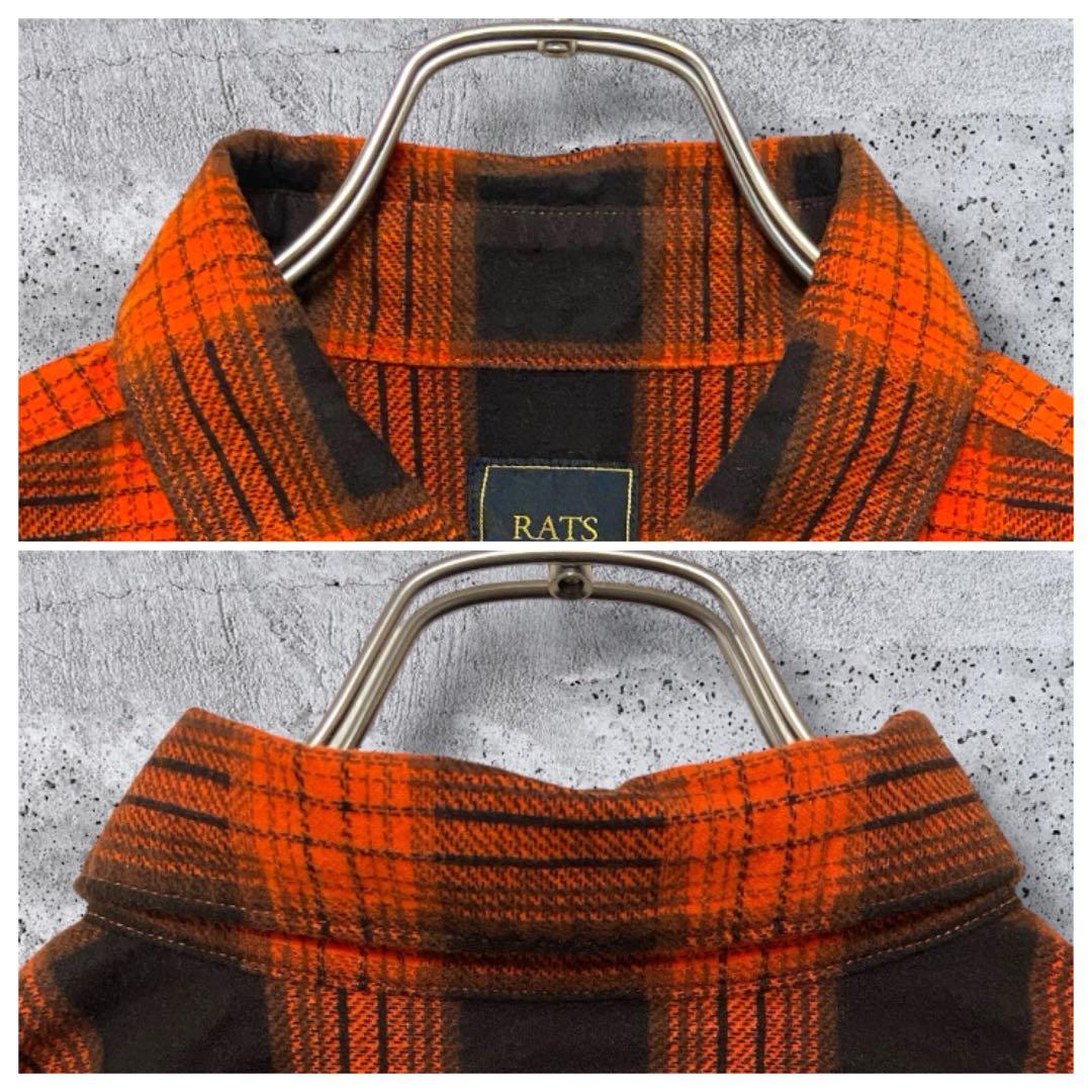 長瀬智也着用】RATS ラッツ ネルシャツ 橙黒 M キムタク チェック