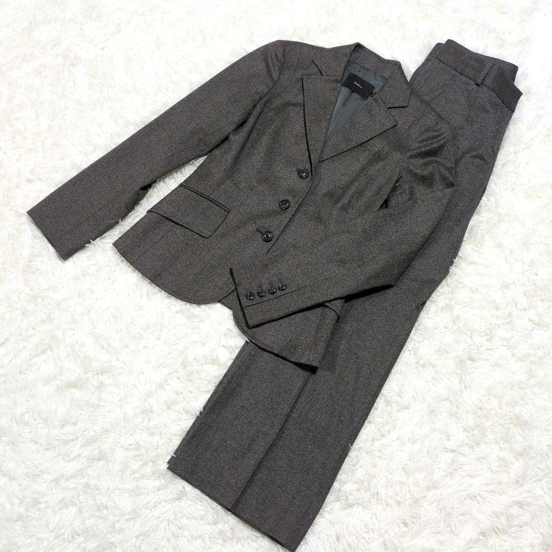 美品【カルソン】グレー系 ビジネスパンツスーツ セットアップ38(M)