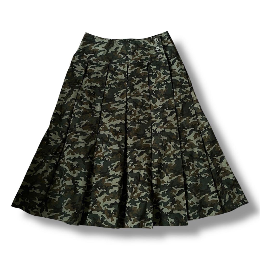カモ 迷彩柄 プリーツ ロング スカート y2k - メルカリ