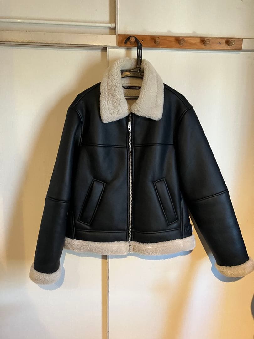 ZARA ザラ ダブルフェイス フェイクレザージャケット ボアジャケット