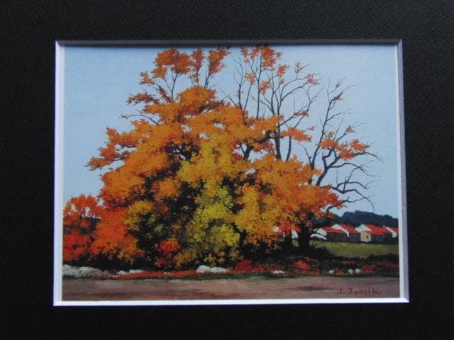 藤飯治平、【村はずれの樹】、希少な大判額装用画集より、美品、日本人画家