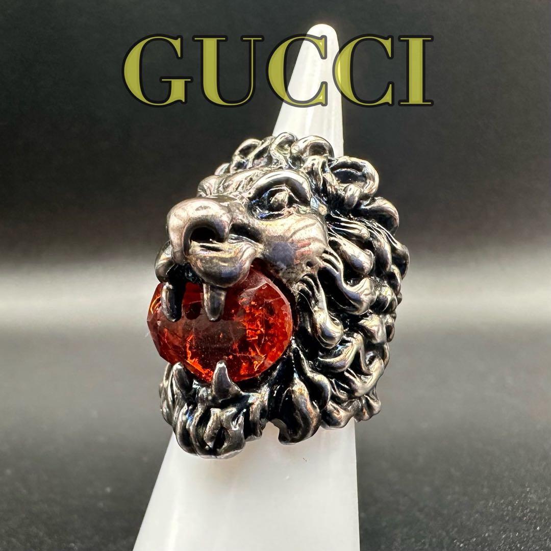 極美品✨　GUCCI　リング　指輪　ライオンヘッド　ロゴ　刻印　1473