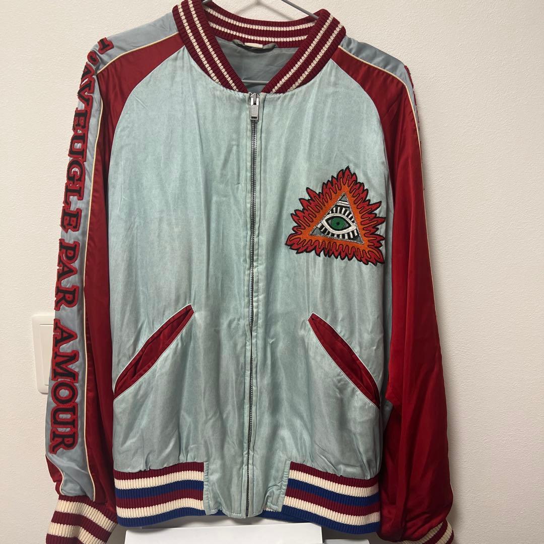 【GUCCI】L'Aveugle ParAmourジップアップボンバージャケット Gucci, L'aveugle par amour Tiger denim jacket Blue Cotton ref