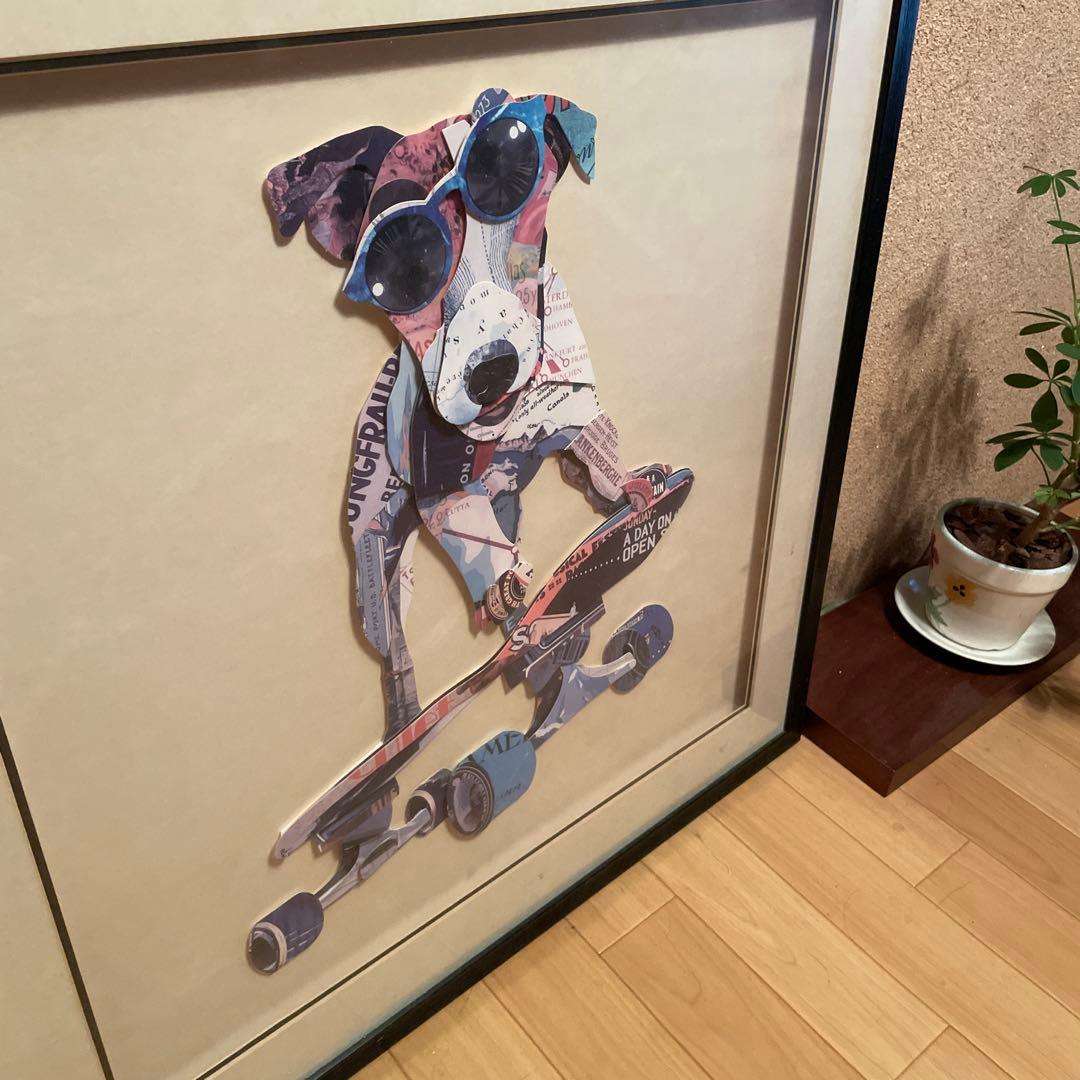 廃番　KARE スケータードッグ 65x65cm ピクチャーフレームアート