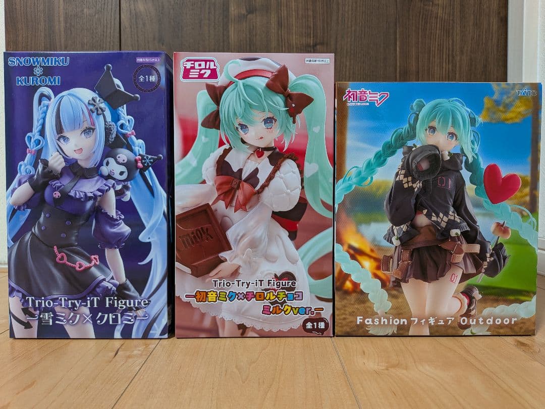 初音ミク、雪ミクフィギュア 3種 雪ミク×クロミ チロルチョコ Outdoor