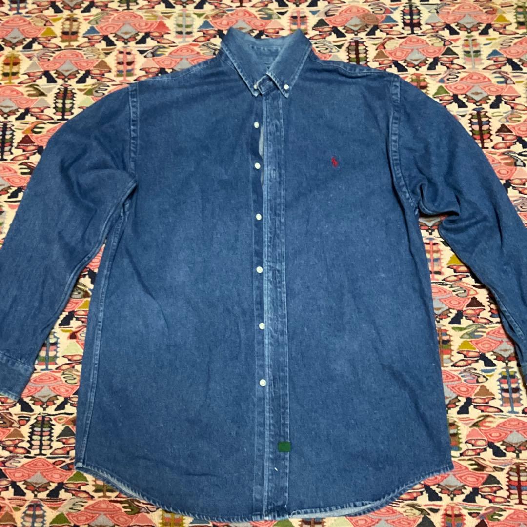 90s ラルフローレン POLO COUNTRY デニムシャツL 赤ポニー 刺繍 - メルカリ