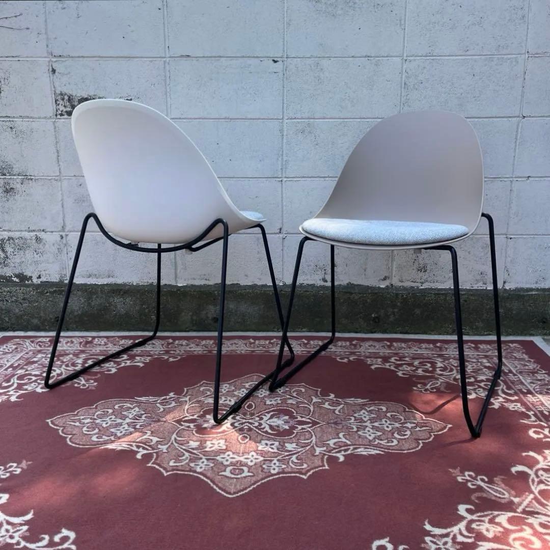 美品2点セット◾️関家具 クラッシュゲート エッグチェア スタッキングチェア 椅子