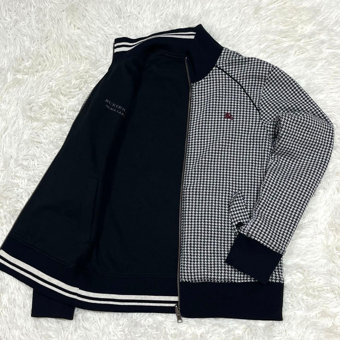 美品✨バーバリーブラックレーベル リバーシブルブルゾン 千鳥格子 ブラック M