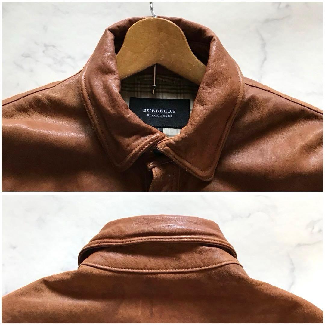 美品✨バーバリーブラックレーベル レザージャケット チェック 羊革