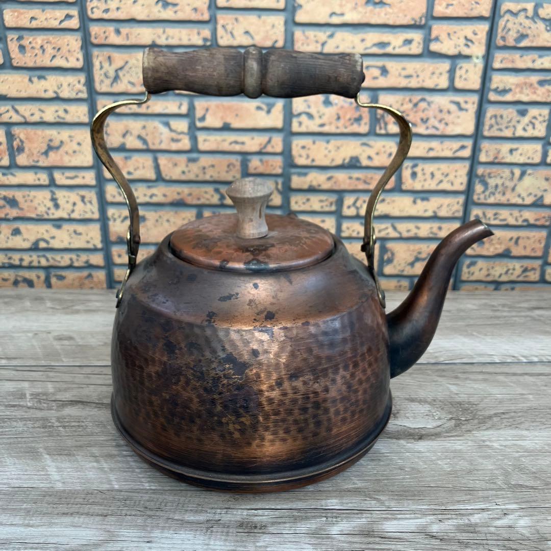 D-4 【汚れあり】アンティーク 銅製 ケトル 銅やかん ヴィンテージ