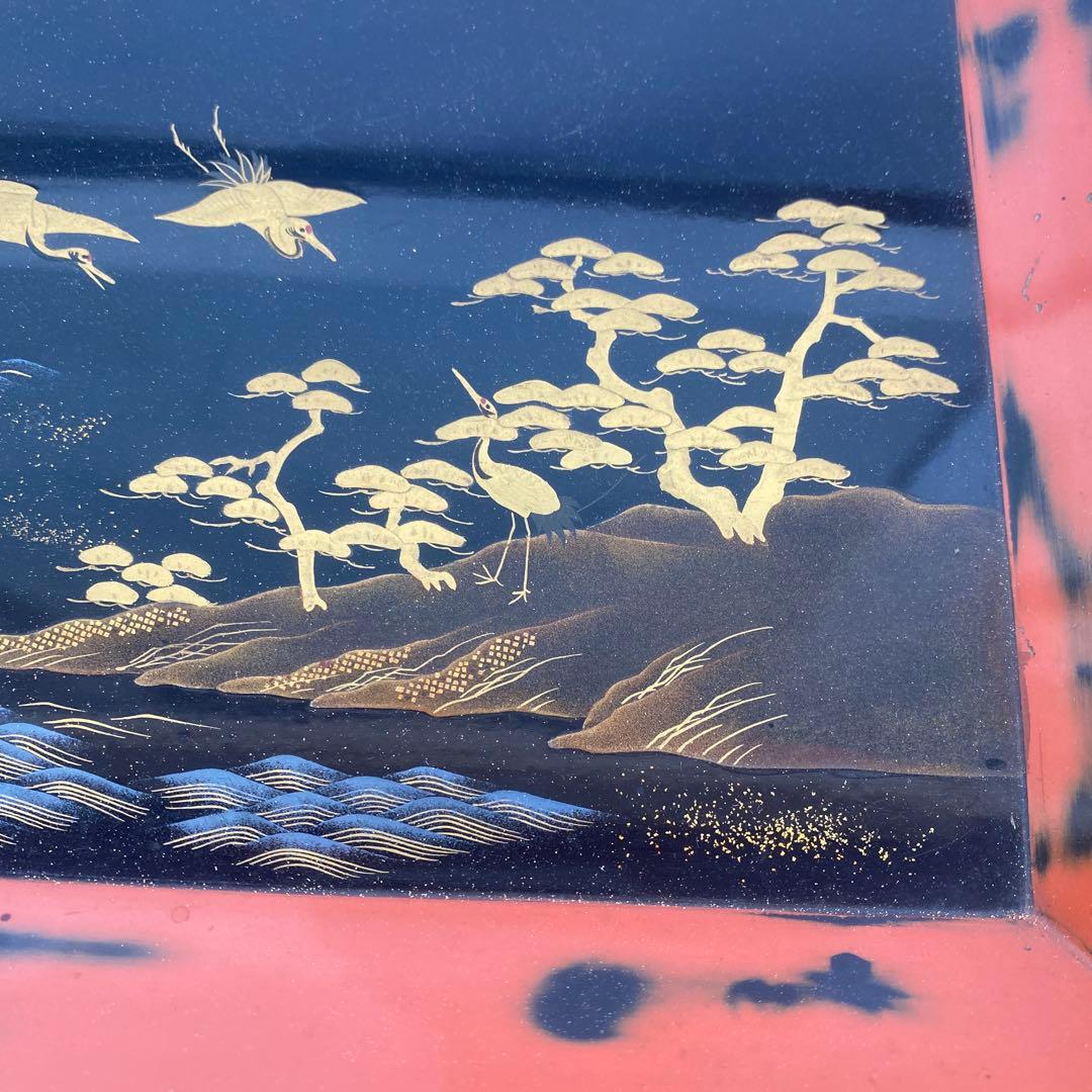 漆器盆セット 2枚 松鶴蒔絵 古美術 アンティーク