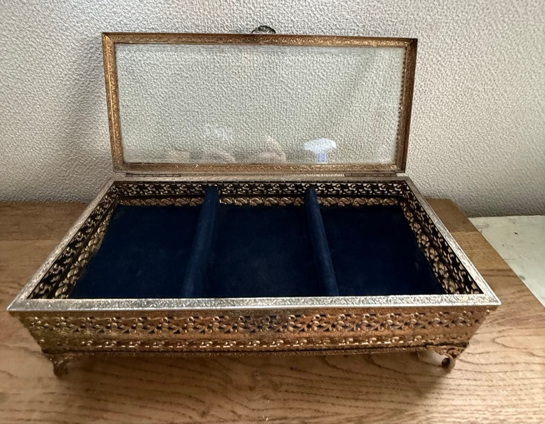 ヴィンテージ ジュエリーボックス べベルガラス アクセサリーケース