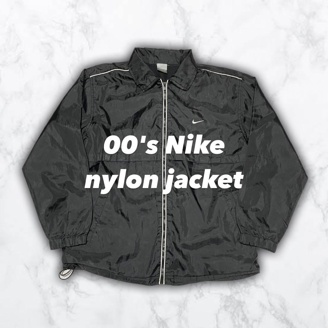 00s】Nike ナイキ ナイロンジャケット 黒 Y2K テック 白ライン - メルカリ