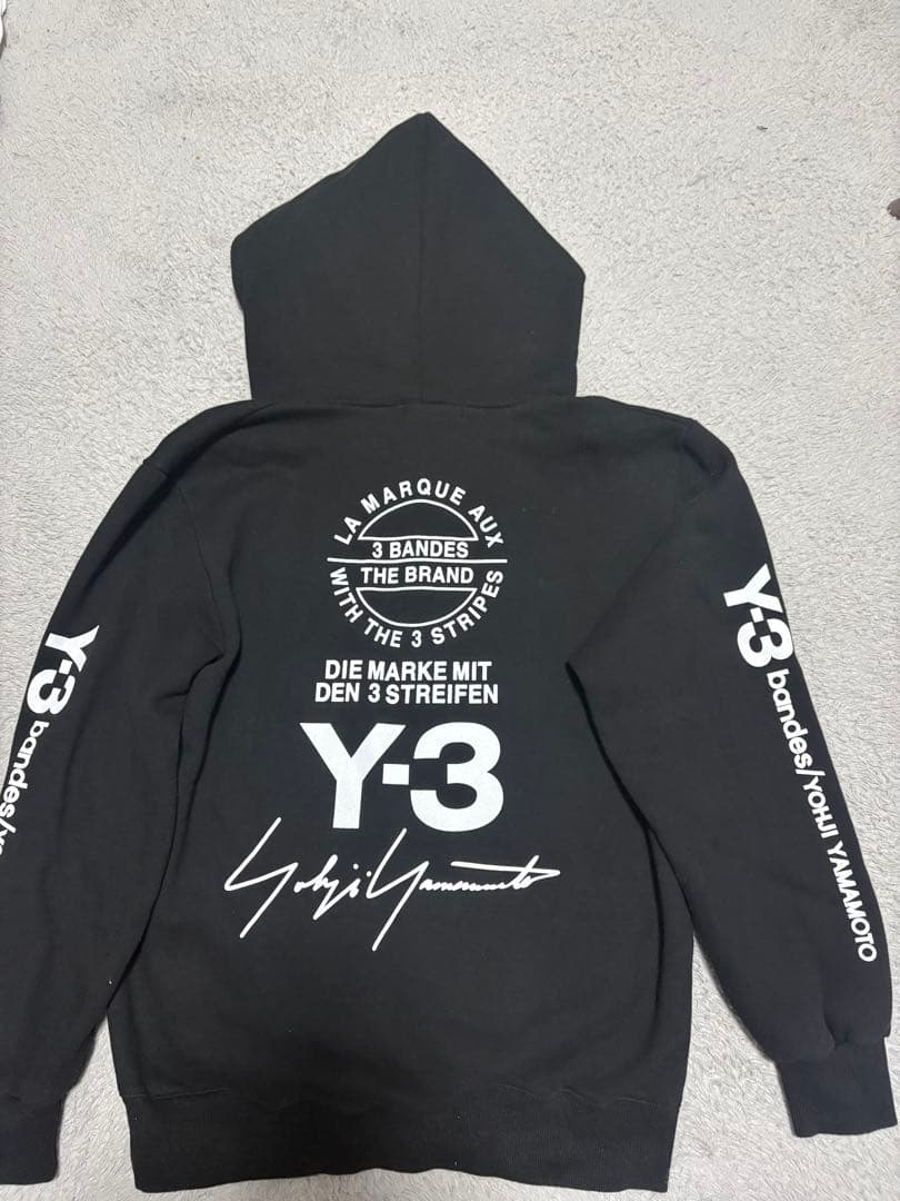 Y-3 黒色 フード付きパーカー Yohji Yamamoto サイン入り