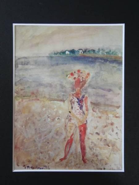 コスティア・テレスコビッチ、海辺、希少画集画、新品額付