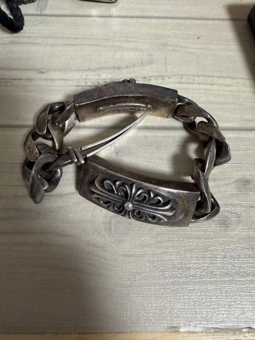 ダブルIDブレスレットフローラルダガー　シルバー