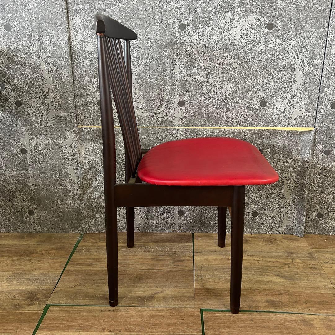若越チェア製作所꧂赤革ダイニングチェア ビニールレザー 昭和レトロ