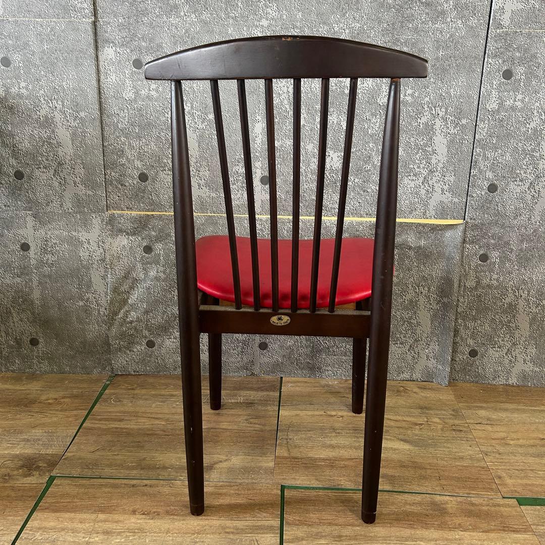 若越チェア製作所꧂赤革ダイニングチェア ビニールレザー 昭和レトロ