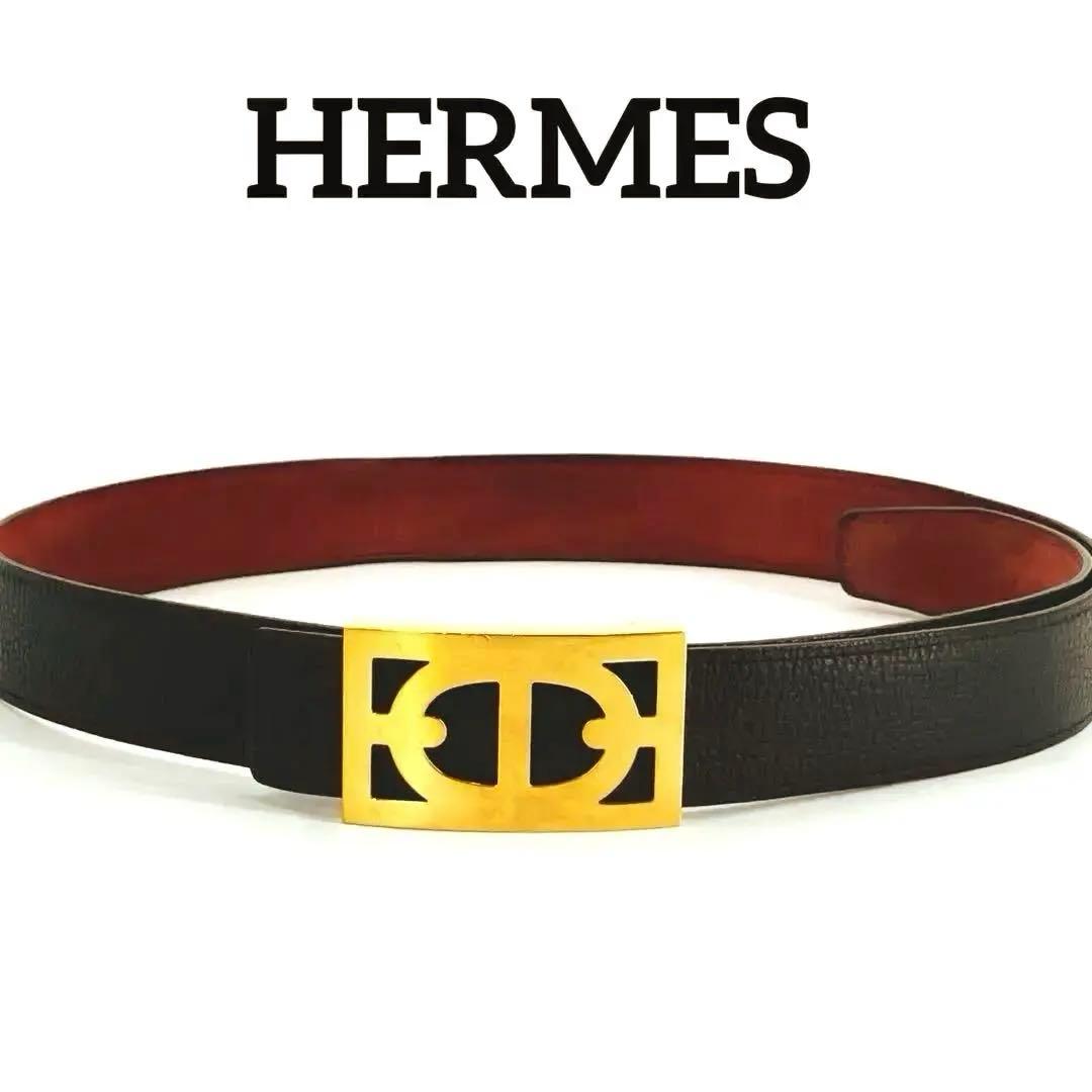 エルメス HERMES ベルト シェーヌダンクル リバーシブル サイズ90