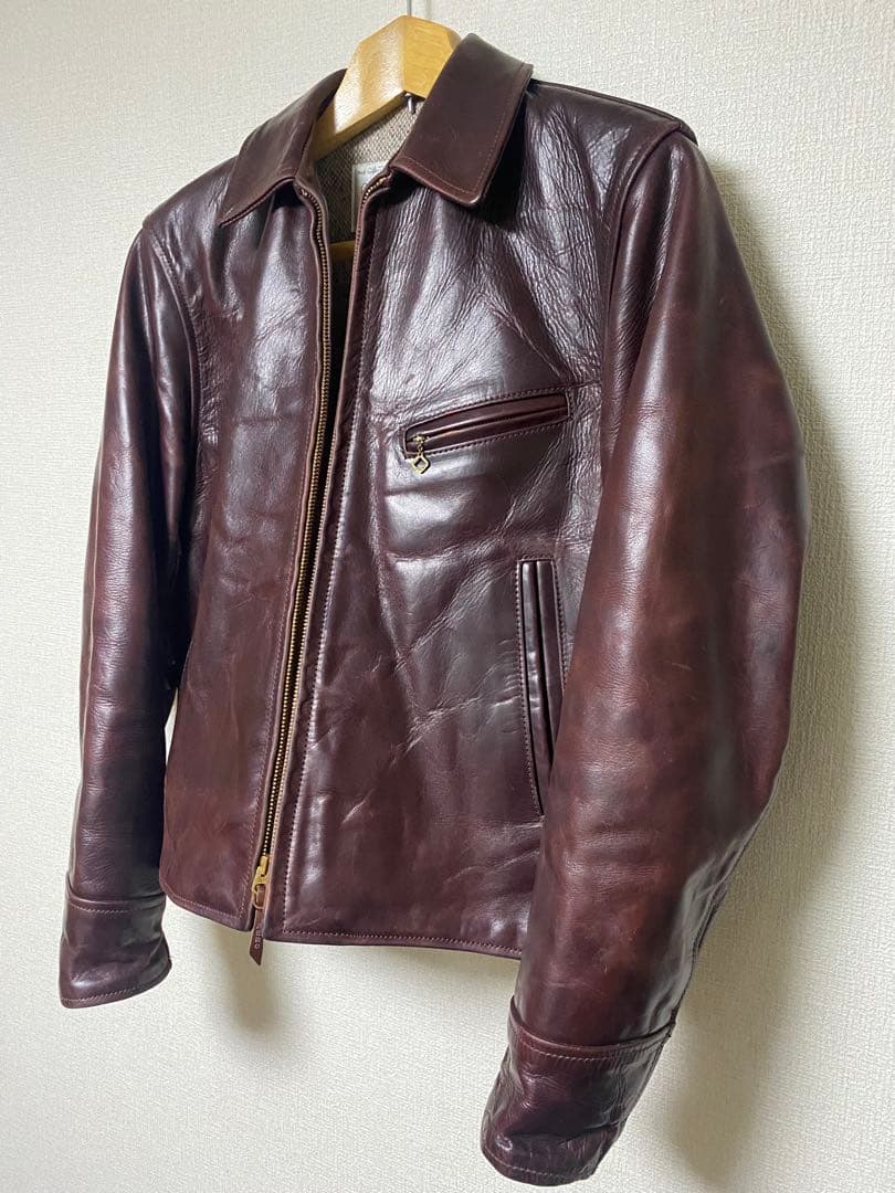 r*a様 AERO LEATHER エアロレザー ハーフベルト 34 バーガンデ