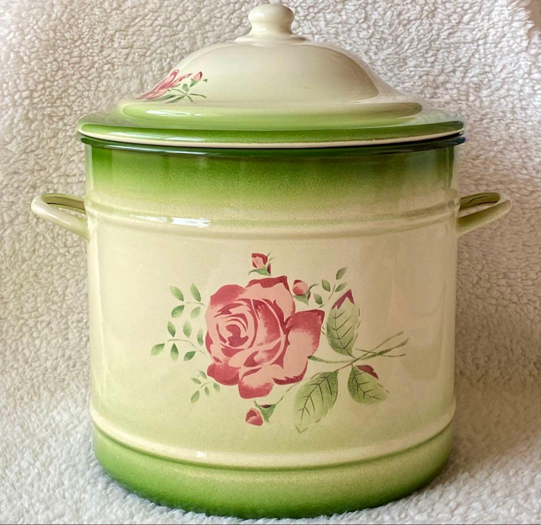 イマン　イヴ　ホーロー製取っ手付きビード入りストッカーLサイズ　欠け無し❣️