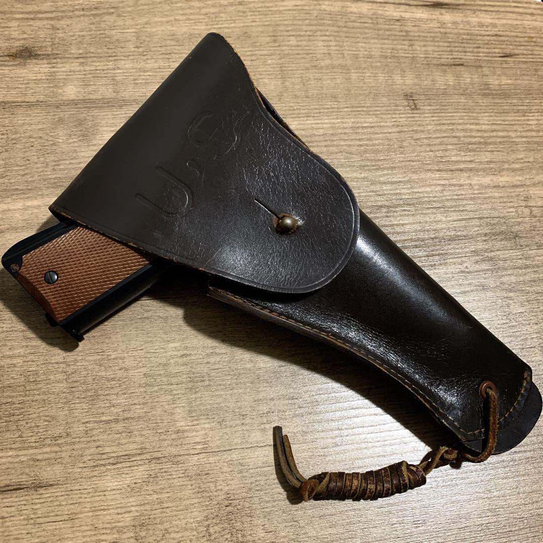 1980年代　国際産業　コクサイ　米軍 US刻印　本革　レザーホルスター　茶