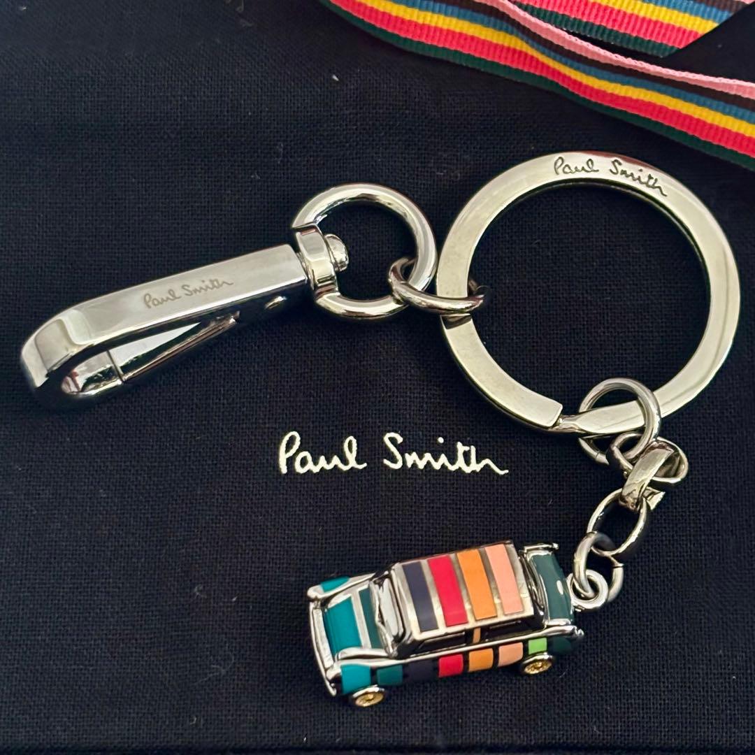 Paul Smith◆ミニクーパー◆キーリング・カラビナ◆ストライプ◆保存袋付き