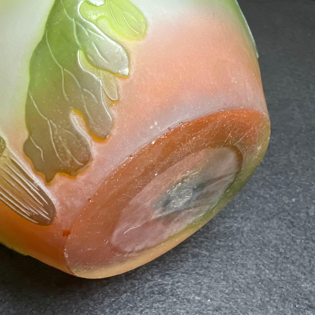 エミール・ガレ 第二期工房酸化腐食彫花入 木箱 幅約14㎝東Y8-0130☆1F