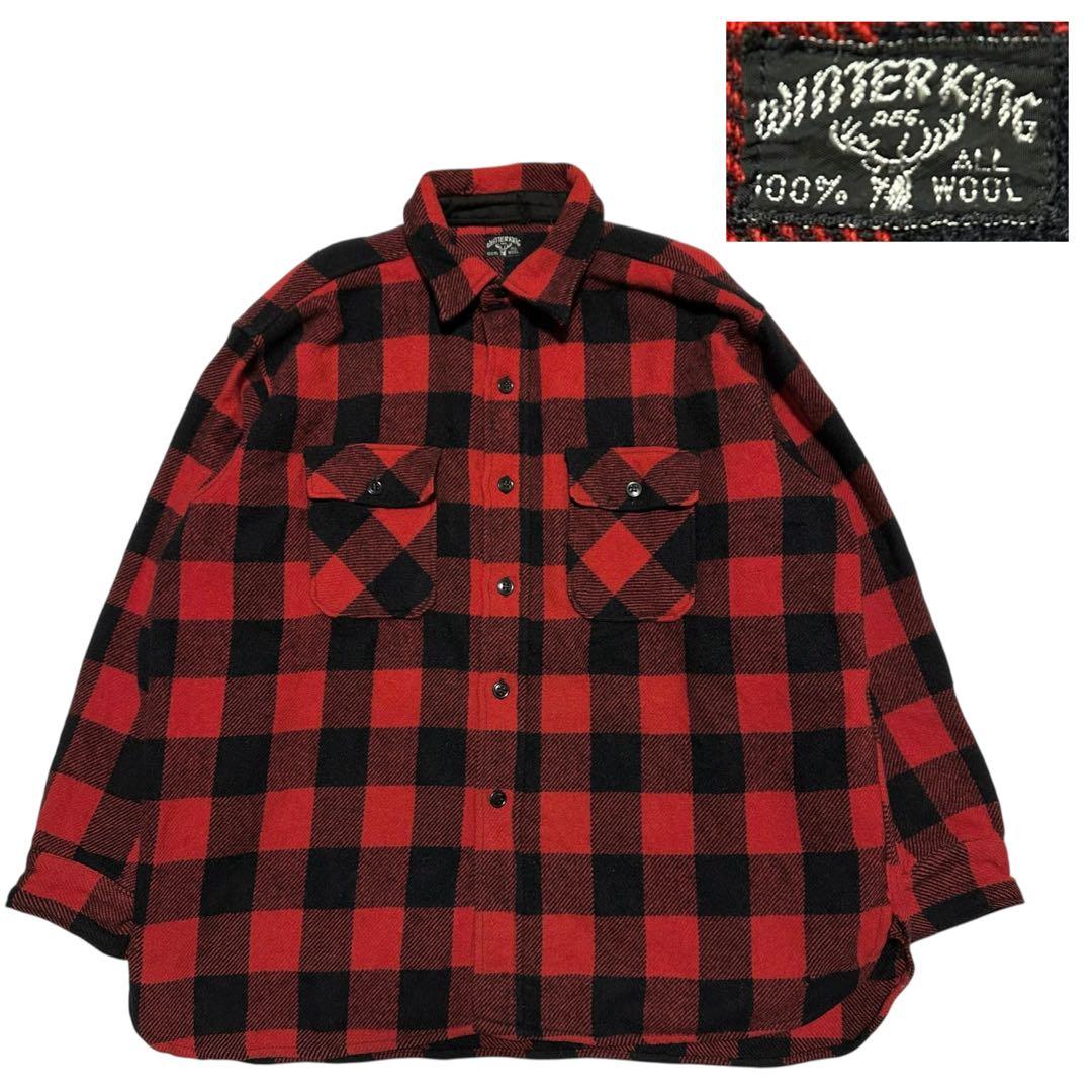 【訳あり品】50s WINTER KING マチ付き　ウールシャツ