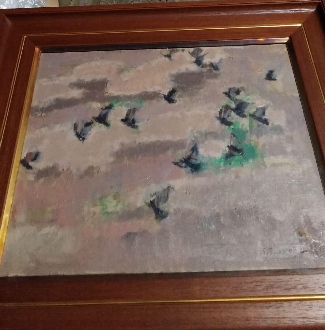 桜田精一　油彩真作F6春雲　巨匠金沢資産家所蔵毎日オークション7万円エスティメイ