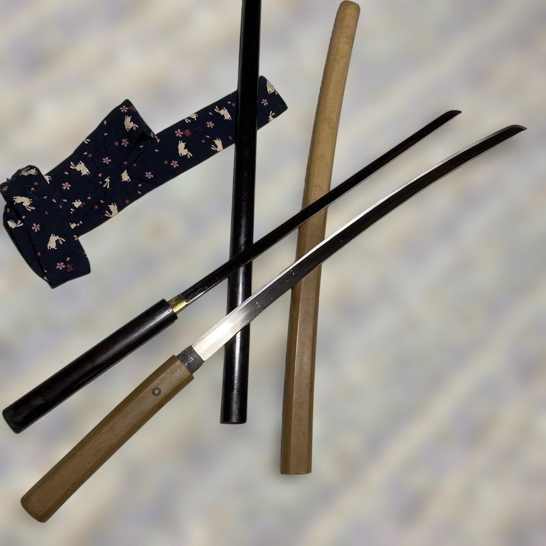 模造刀2本 仕込み杖(刀袋付)と白木鞘大刀